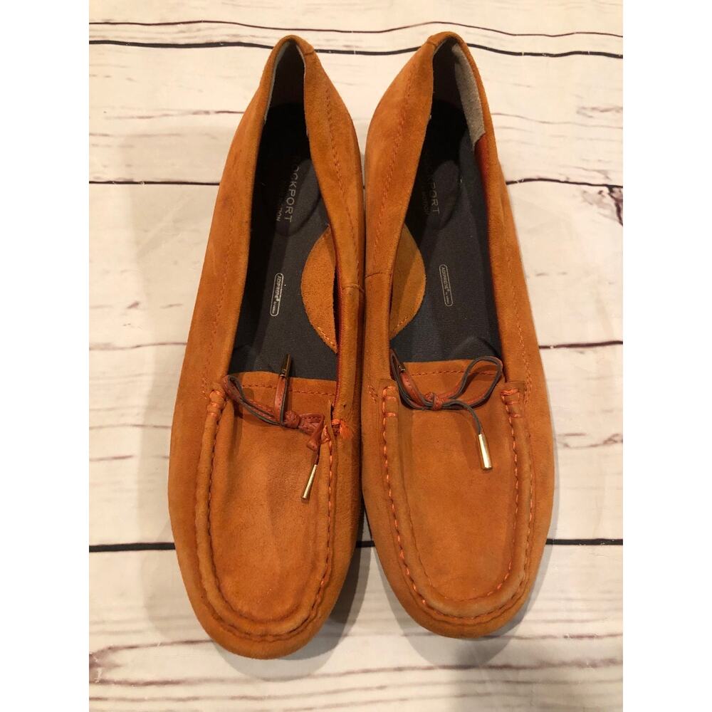 Rockport Cameral Orange Tan Loafers Total Motion Adiprene by Adidas 8.5